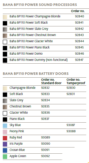 Baha BP110 Power | beschikbare kleuren
